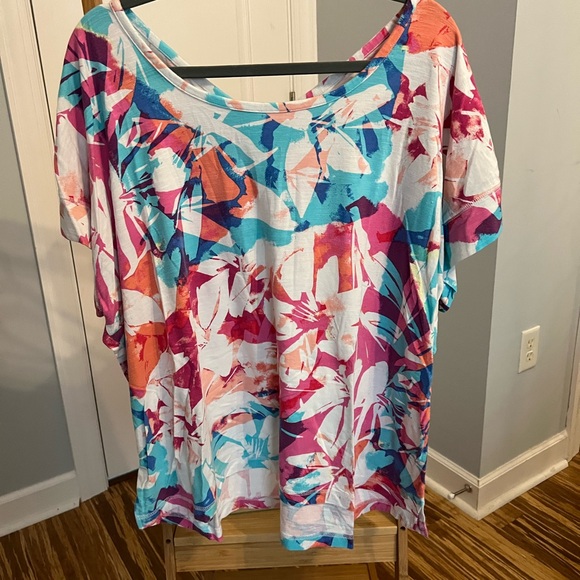 Talbots Blue and Pink Ruffled Blouse - Picture 1 of 7
